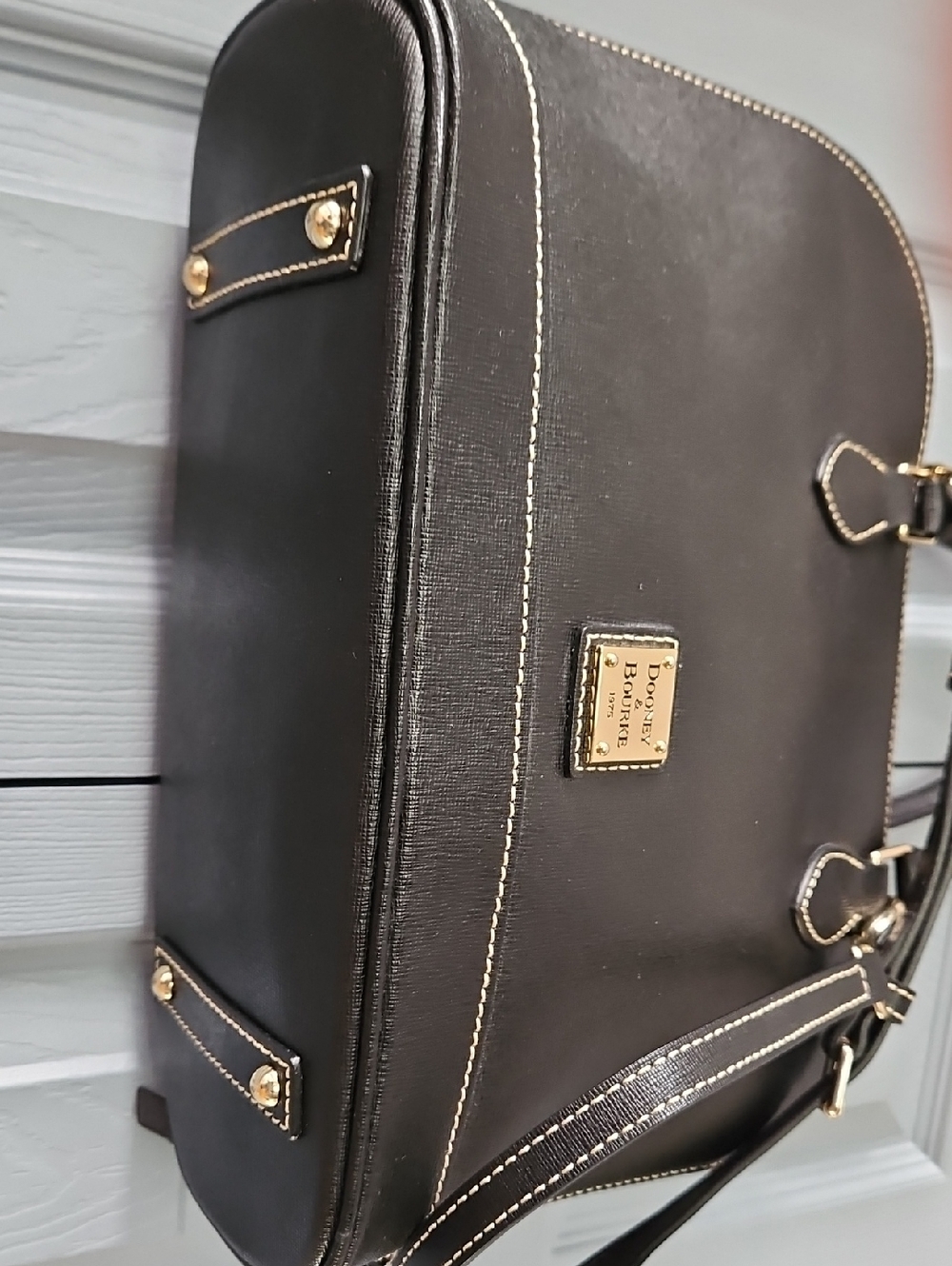 Dooney & Bourke Black Saffiano Leather Domed Zip Satchel - Picture 5 of 16